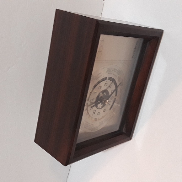 c RARE VINTAGE VERICHRON WORLD TIME WOODEN GLASS MANTEL SHELF CLOCK JAPAN - Picture 7 of 10